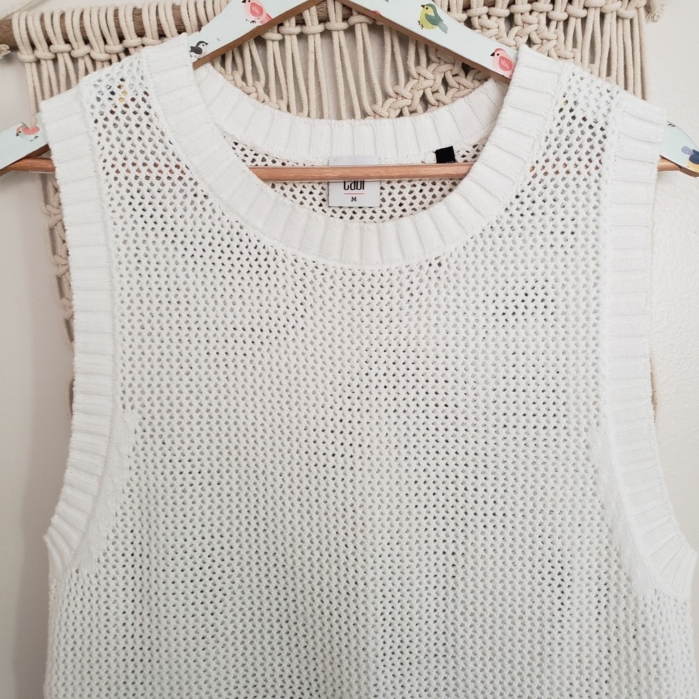 Cabi summer vest white sleeveless knit medium - Picture 6 of 7